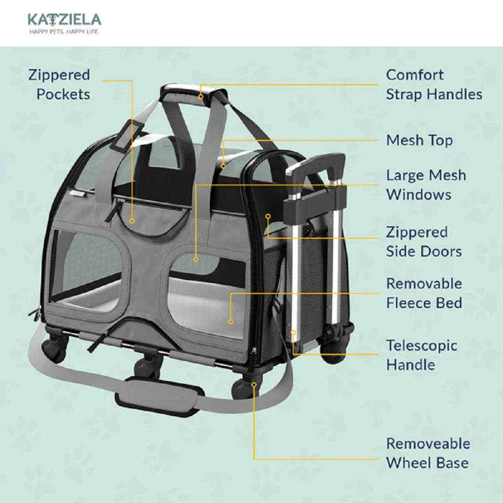 Katziela Luxury Rider PRO pet carrier – Gray/Black
