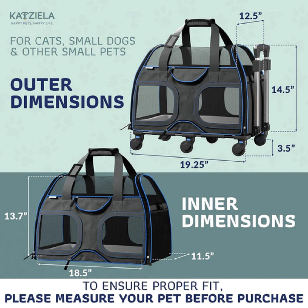 Katziela Luxury Rider PRO pet carrier – Black/Blue