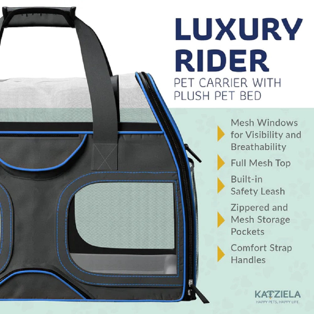 Katziela Luxury Rider PRO pet carrier – Black/Blue