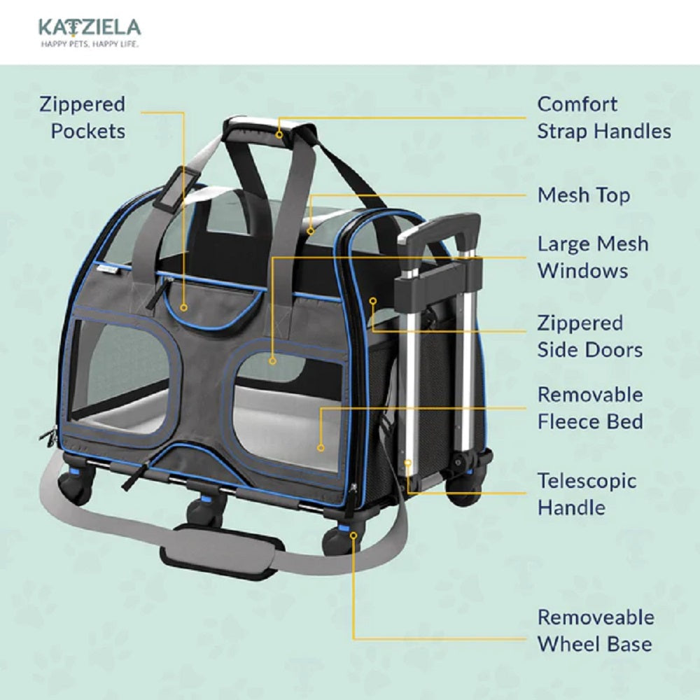 Katziela Luxury Rider PRO pet carrier – Black/Blue