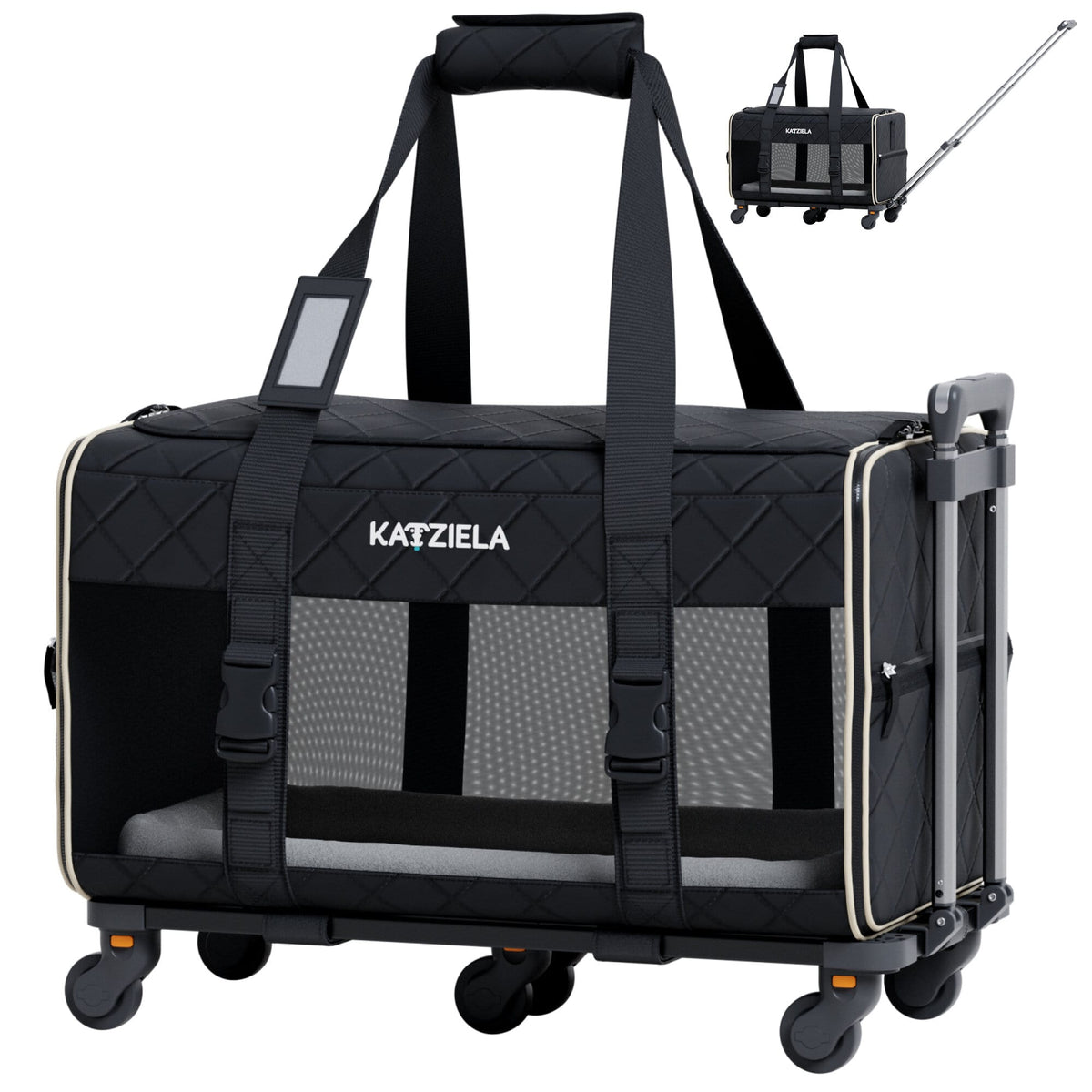 Katziela Quilted Chariot PRO pet carrier – Black