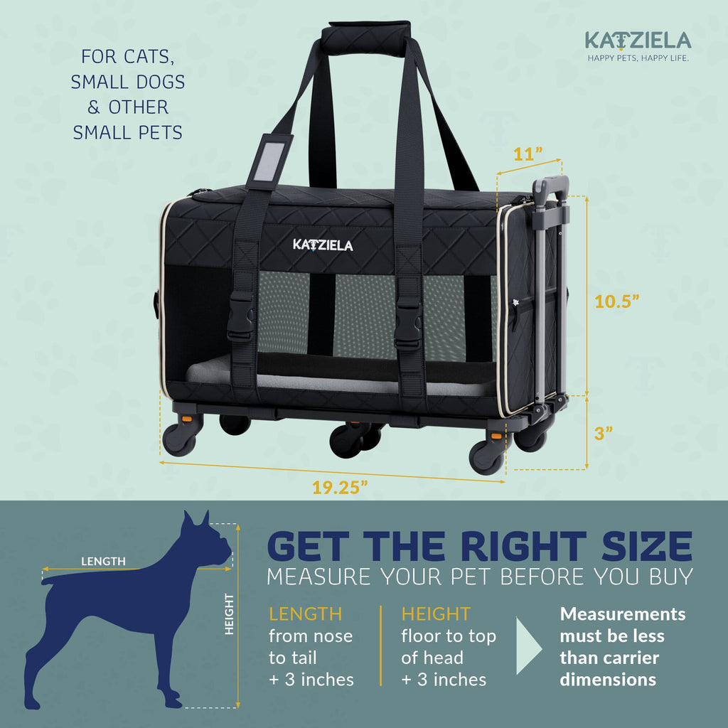 Katziela Quilted Chariot PRO pet carrier – Black