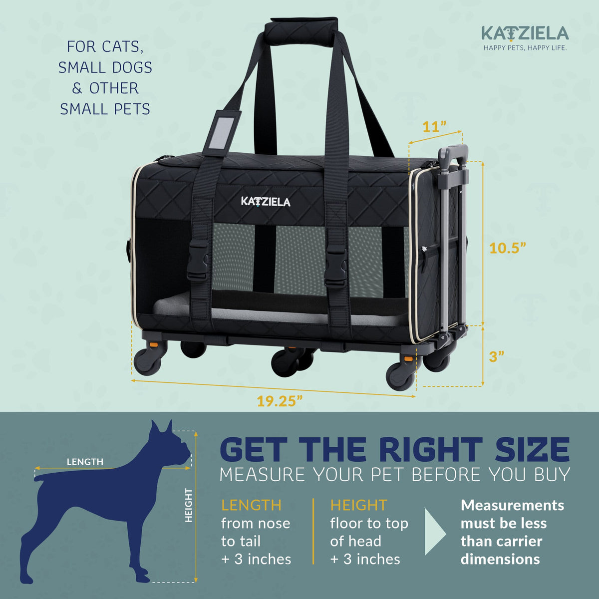 Katziela Quilted Chariot PRO pet carrier – Black