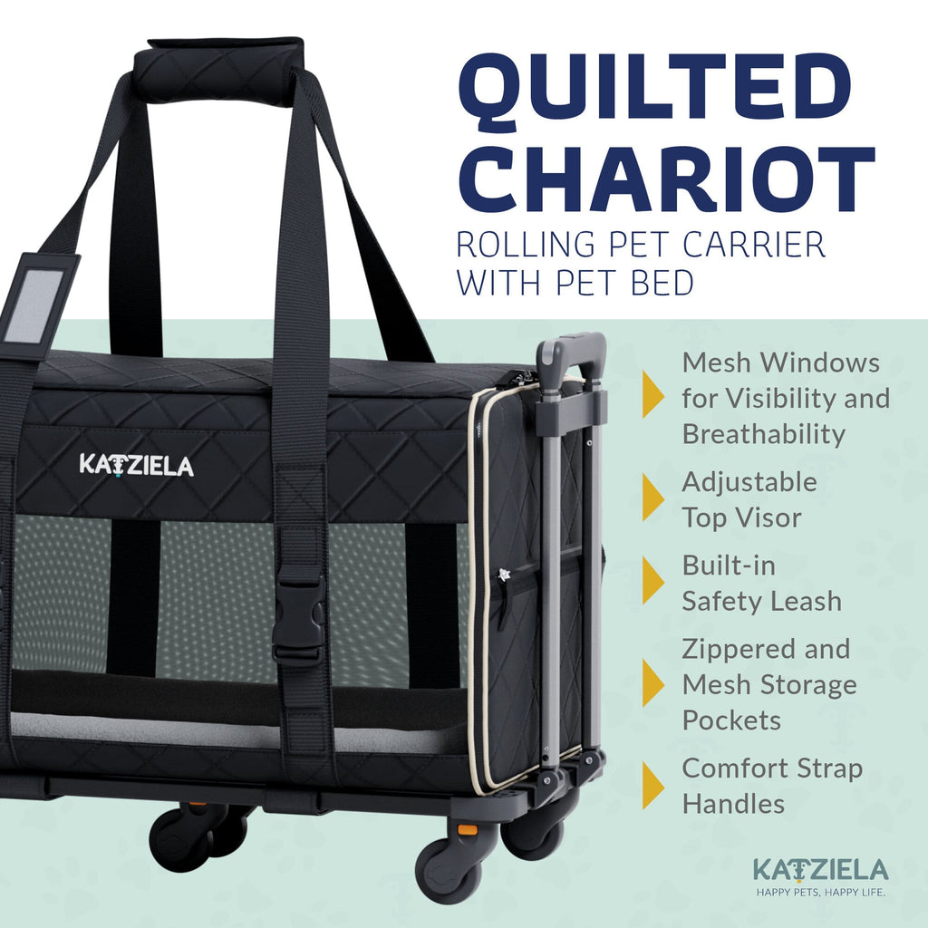 Katziela Quilted Chariot PRO pet carrier – Black