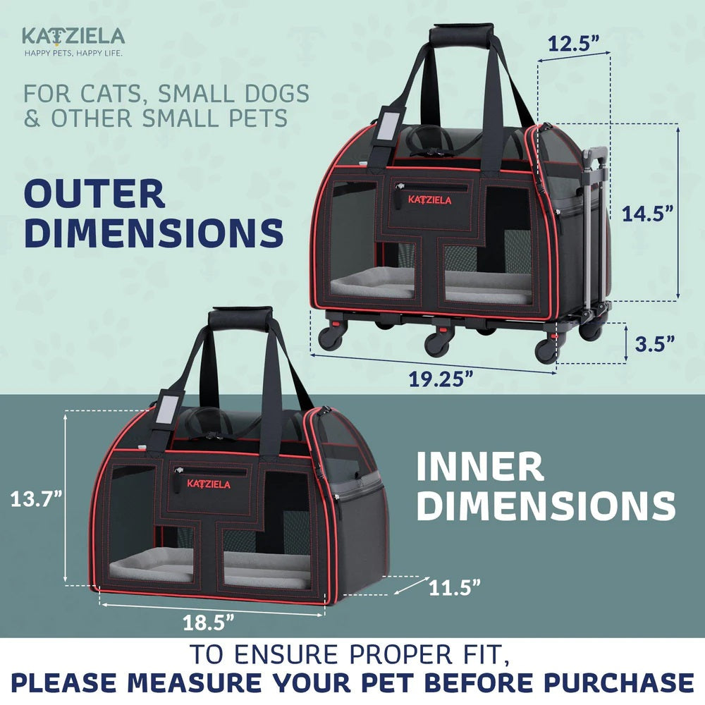 Katziela Luxury Lorry pet carrier – Black/Red