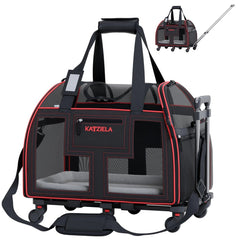 Katziela Luxury Lorry pet carrier – Black/Red