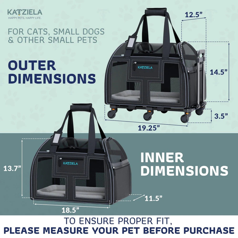 Katziela Luxury Lorry pet carrier – Black/Gray