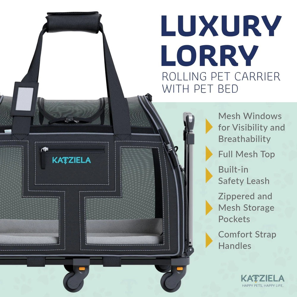 Katziela Luxury Lorry pet carrier – Black/Gray