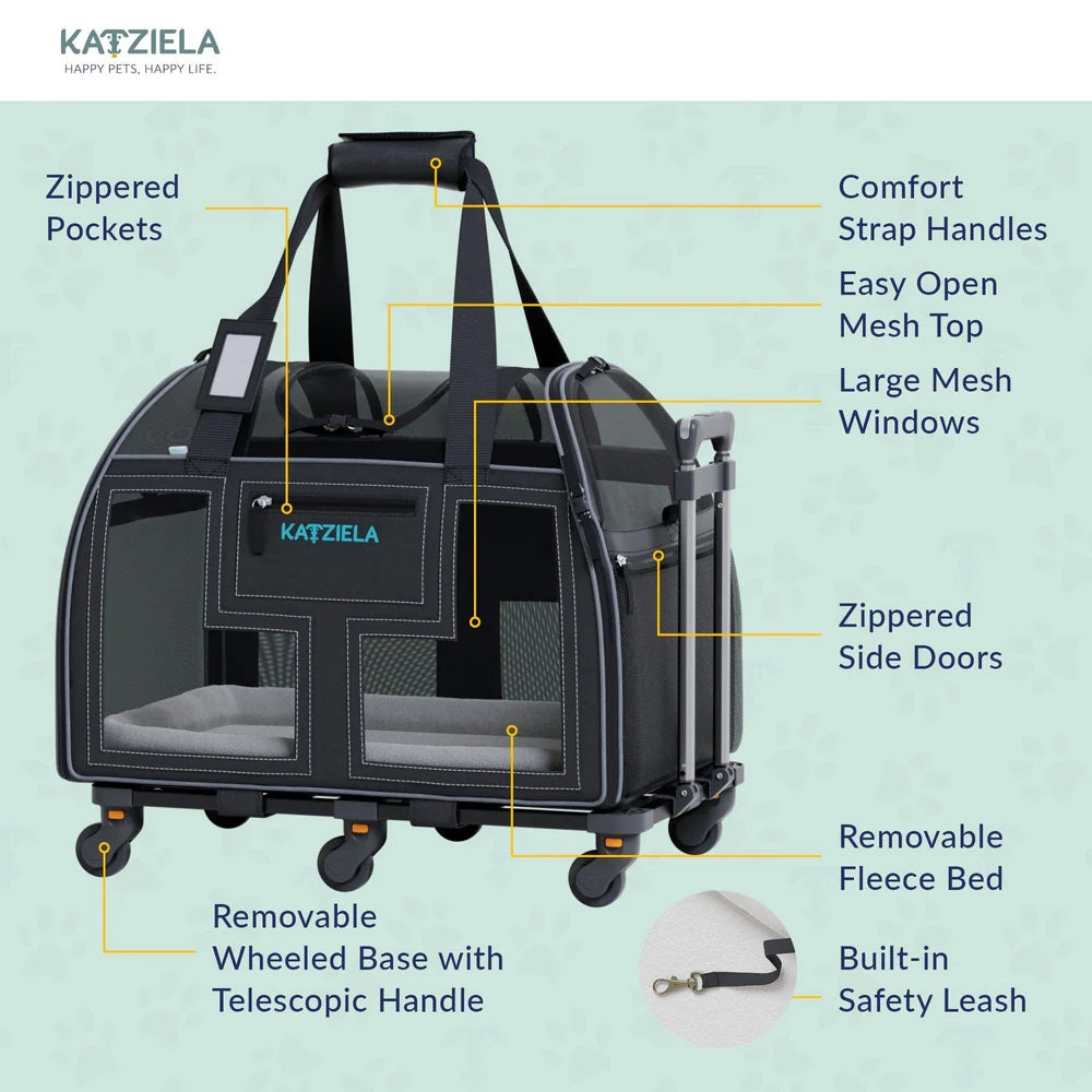 Katziela Luxury Lorry pet carrier – Black/Gray