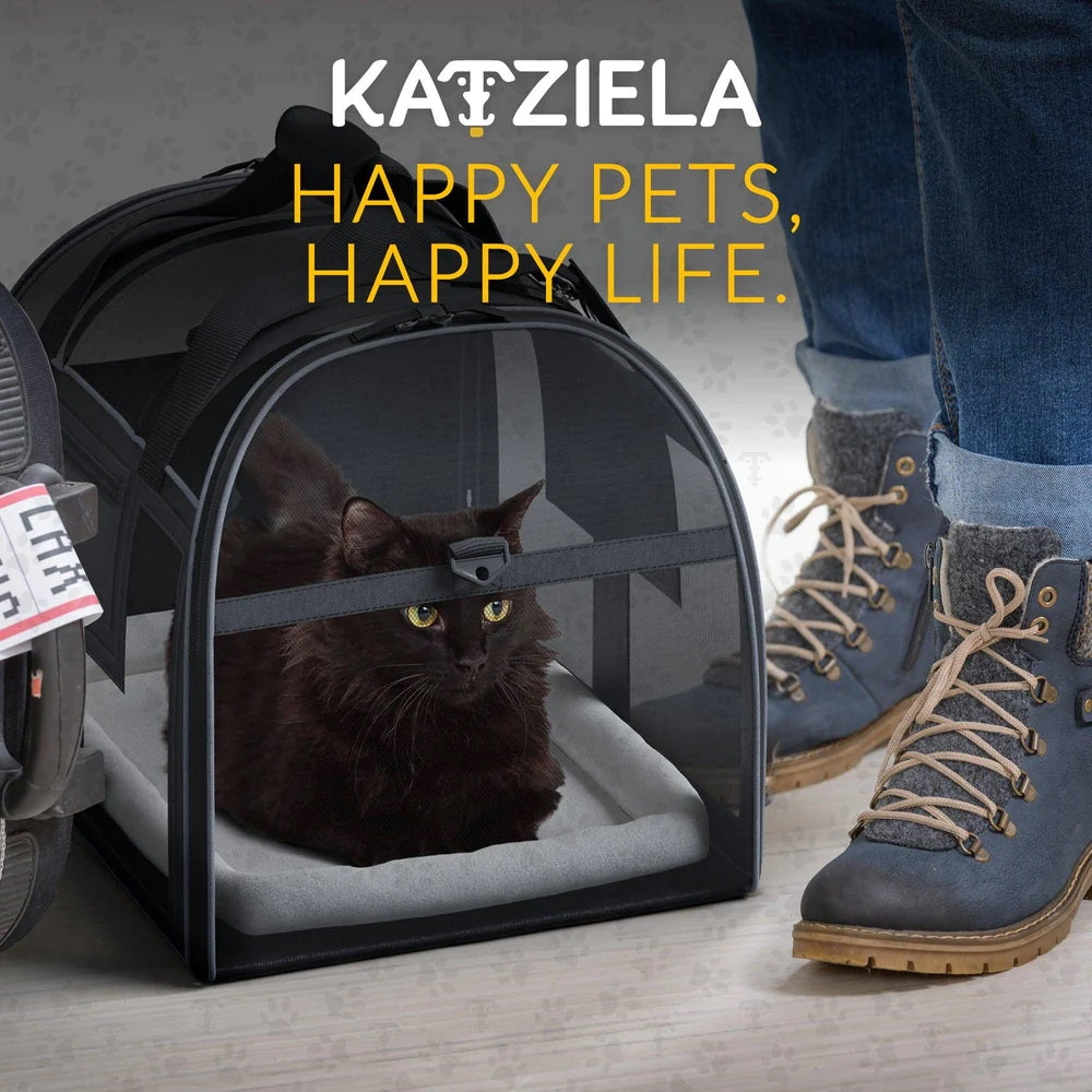 Katziela Luxury Lorry pet carrier – Black/Gray
