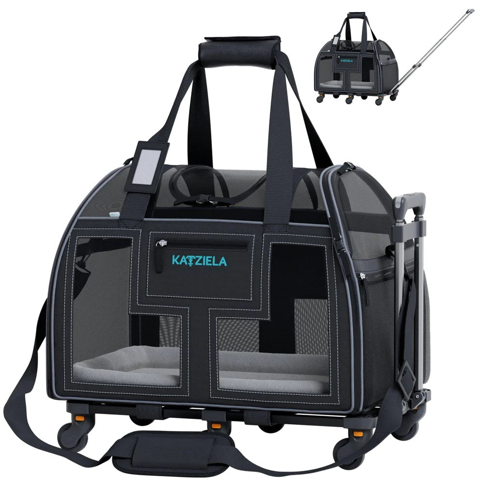 Katziela Luxury Lorry pet carrier – Black/Gray