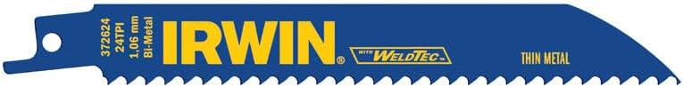 IRWIN Tools Reciprocating Saw Blade, Metal-Cutting, 6-Inch 24 TPI, 5 Pack (372624P5)