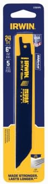 IRWIN Tools Reciprocating Saw Blade, Metal-Cutting, 6-Inch 24 TPI, 5 Pack (372624P5)