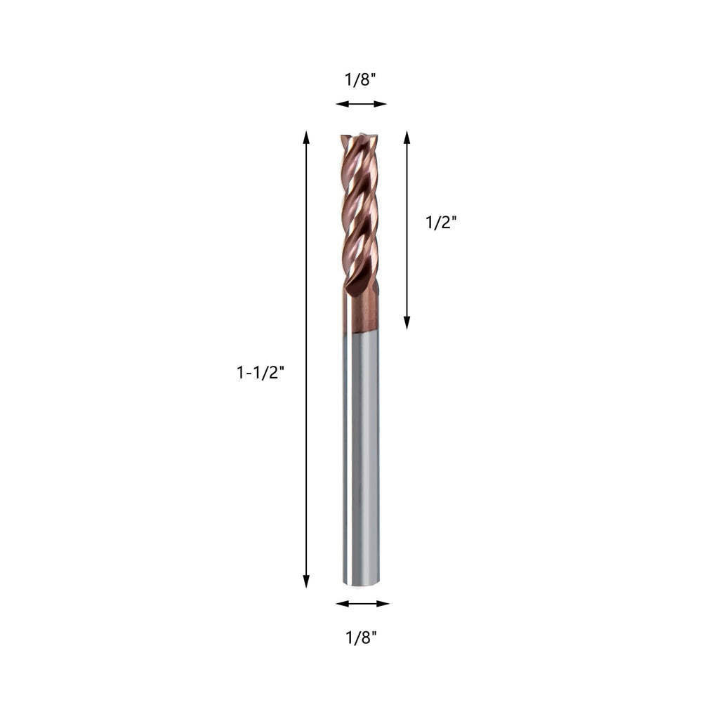 NZ 4 Flute 1/8" Square End Mill Set with TiSiN Coating, 5pcs