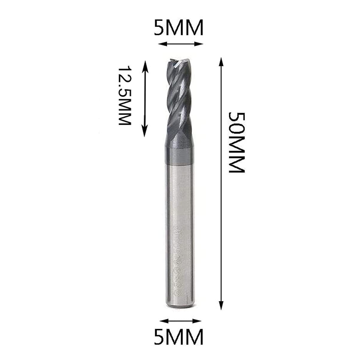 5 Pcs 5mm CNC Carbide End Mill Set, 4 Fultes Milling Cutter,Tungsten End Milling Bits Tool