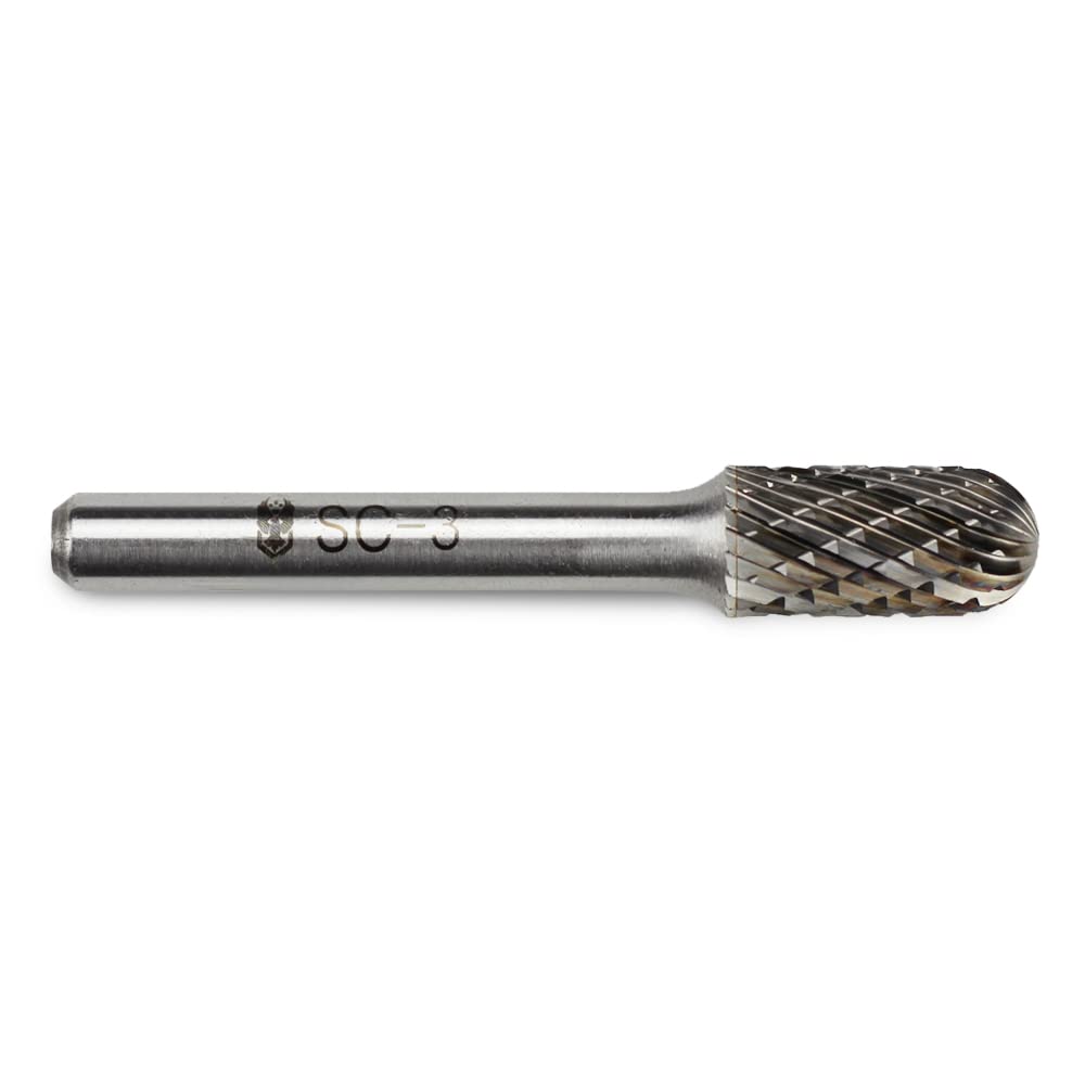 BHA Tungsten Carbide Rotary Burr, SC-3, Double Cut, 1/4 Shank, Die Grinder