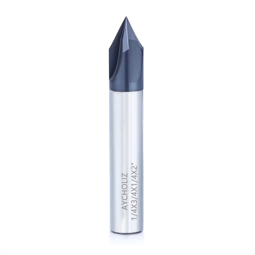 AYCHOLIZ 60 Degree Chamfer End Mill 1/4" Diameter Carbide Chamfering Mill 4 Flute CNC V Bit for Chamfering (AlTiN Coated)