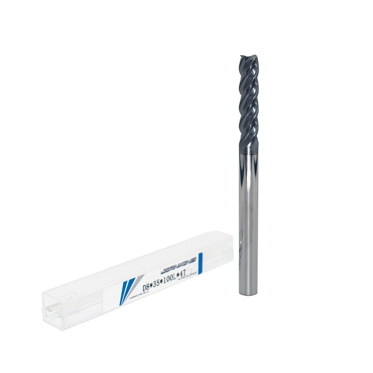 JIANXING 8mm Extra Long 4-Flute Carbide Square End Mill, 100mm OAL, 1 Pc