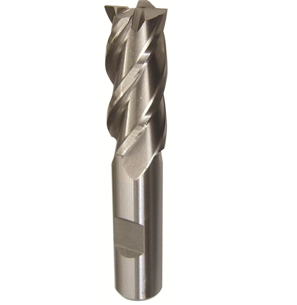 Drill America DWCF Series High-Speed Steel End Mill, Polished Finish, 4 Flute, Square End, 2" Cutting Length, 1 5/8" Cutting Diameter, 4-1/2" Length, 1-1/4" Shank (Pack of 1)