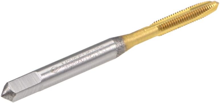 uxcell Spiral Point Plug Threading Tap M3 x 0.5 Thread, Ground Threads H2 3 Flutes, High Speed Steel HSS 6542, Titanium Coated, Metric Screw Taps Tapping Bit for Thread Repair, 2pcs