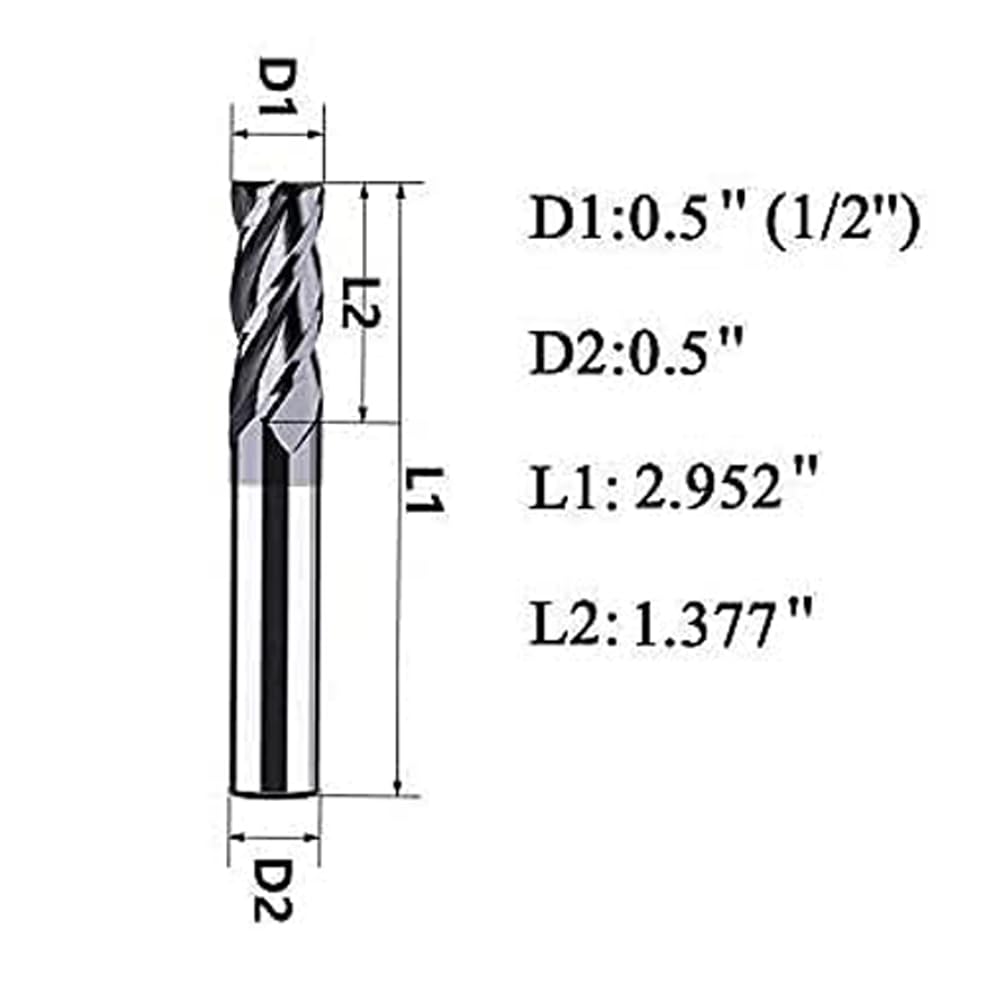 Hunricho 4 Pcs 4mm CNC Carbide End Mill Set, 4 Fultes Milling Cutter,Tungsten End Milling Bits Tool (4PCS 4mm)