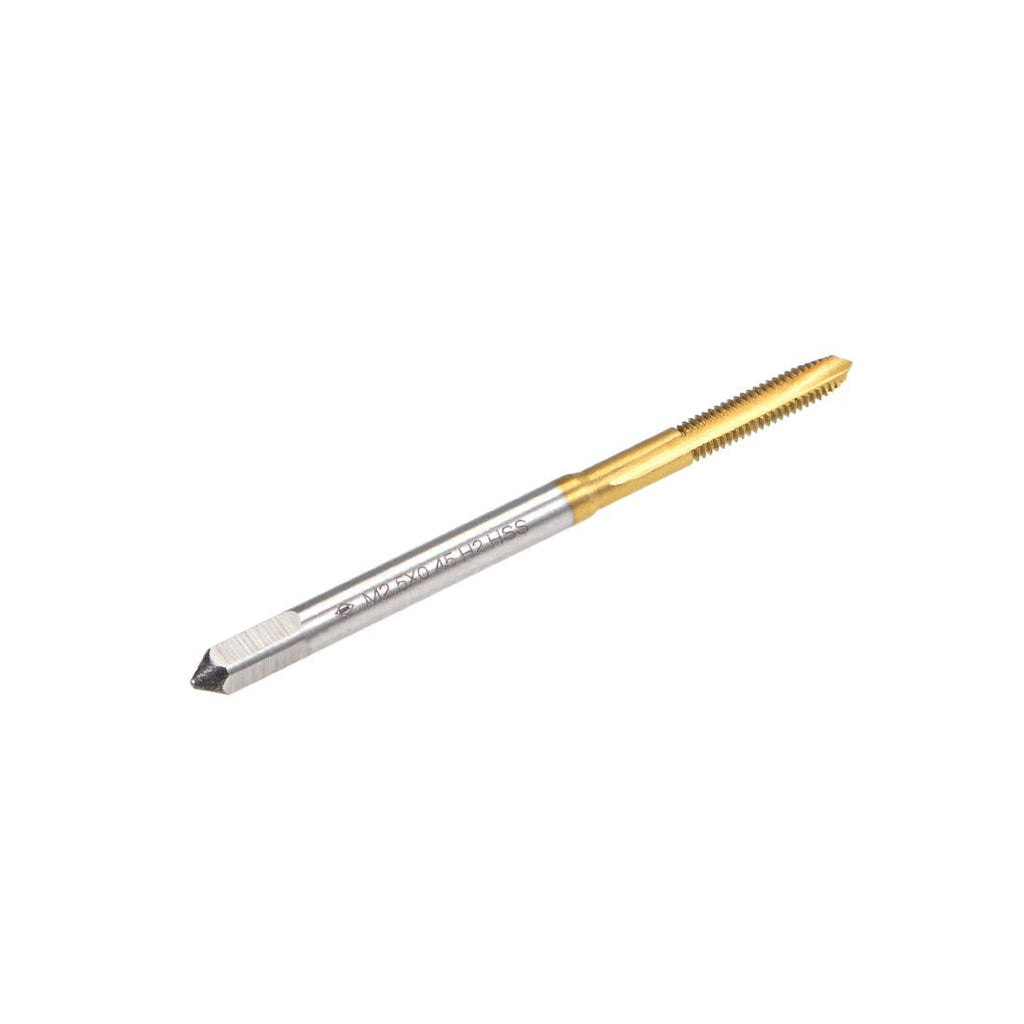 uxcell Spiral Point Plug Threading Tap M2.5 x 0.45 Thread, Ground Threads H2 3 Flutes, High Speed Steel HSS 6542, Titanium Coated, Metric Screw Taps Tapping Bit for Thread Repair, 2pcs
