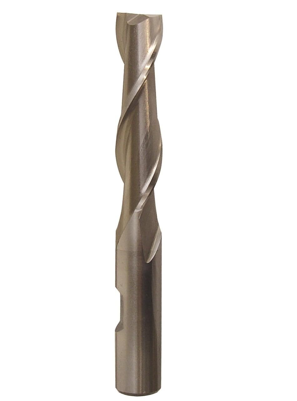 Drill America DWCF Series High-Speed Steel End Mill, Polished Finish, 4 Flute, Square End, 3/8" Cutting Length, 1/8" Cutting Diameter, 2-5/16" Length, 3/8" Shank (Pack of 1)