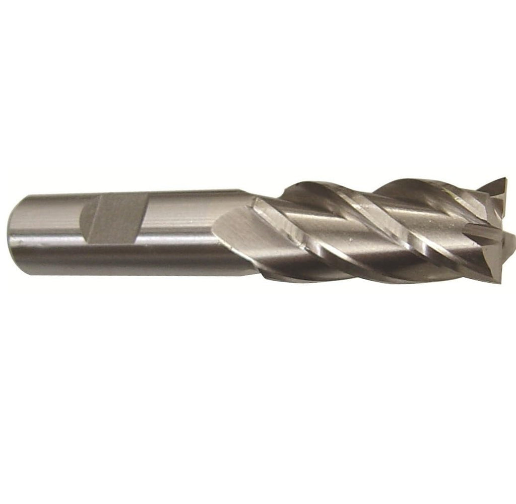 Drill America DWCF Series High-Speed Steel End Mill, Polished Finish, 4 Flute, Square End, 2" Cutting Length, 1 5/8" Cutting Diameter, 4-1/2" Length, 1-1/4" Shank (Pack of 1)