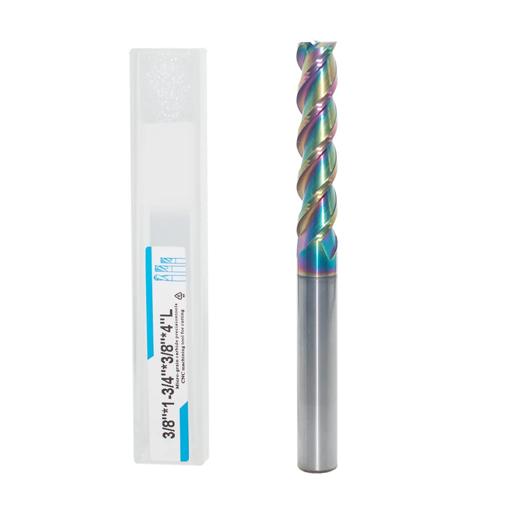 JIANXING 3/8" Extra Long Carbide Square End Mill, 3 Flute, 4” OAL, 1 Pc