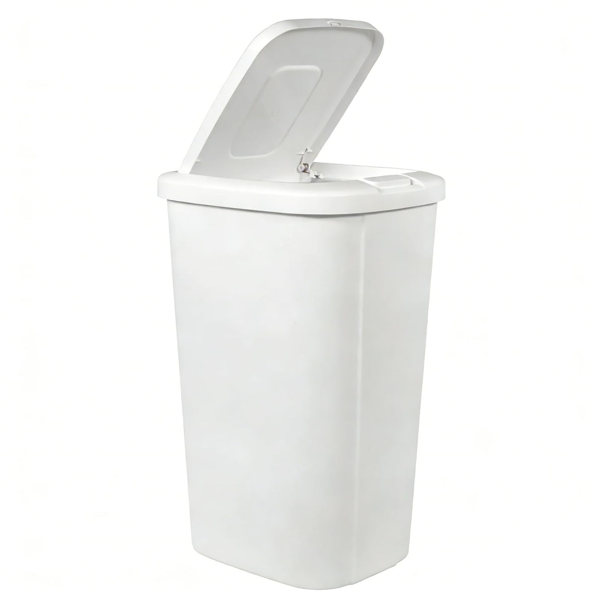13.3 Gallon Trash Can with Lid, White Plastic Garbage Bin for Home