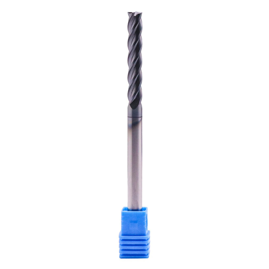 1/4" 4 Flute Solid Carbide Long Square End Mill, 4" OAL, AlTiN Coated