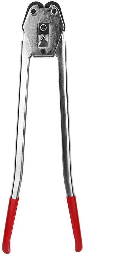 Strapping Crimper Sealer Tool - Manual Banding Pliers for PP PET Strap Sealing with Heavy Duty Steel Construction (Red)