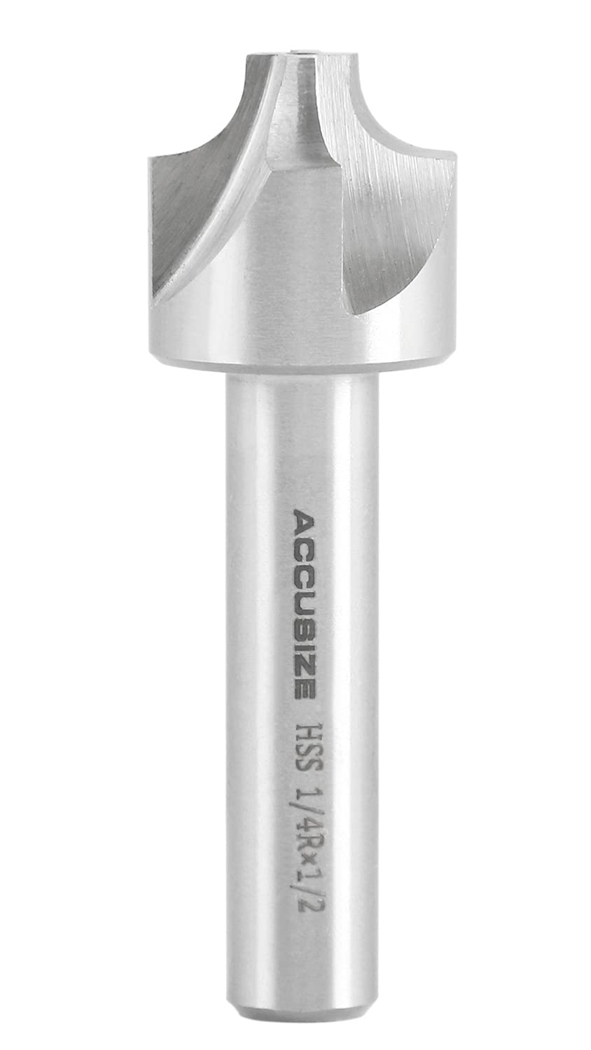 Accusize 1/4" x 1/2"(R x Shank) Corner Rounding End Mill, 1011-1412
