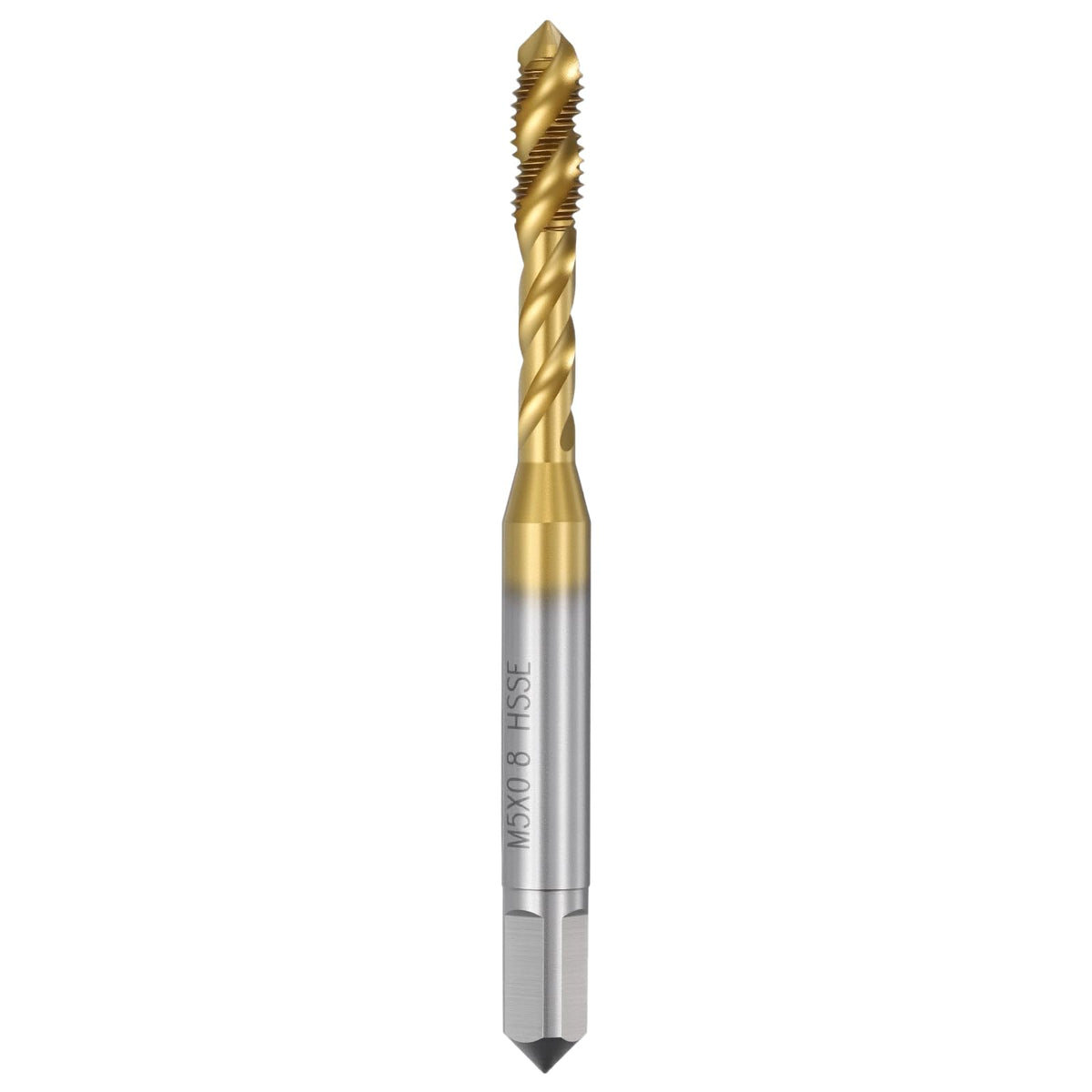 Workkyma M5 x 0.8 Spiral Flute Thread Tap M35 High Speed Steel DIN371