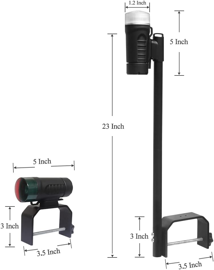 Portable Boat Navigation Lights Battery Powered Boat Lights (Black)