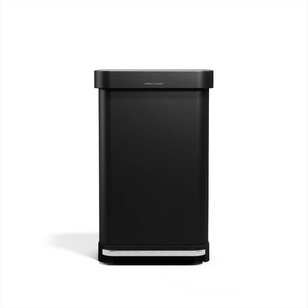 Rectangular Step Can, 45L / 12 Gallon Kitchen Trash Can, Liner Rim System, Liner Pocket, 150,000-Step Pedal, Lid Shox