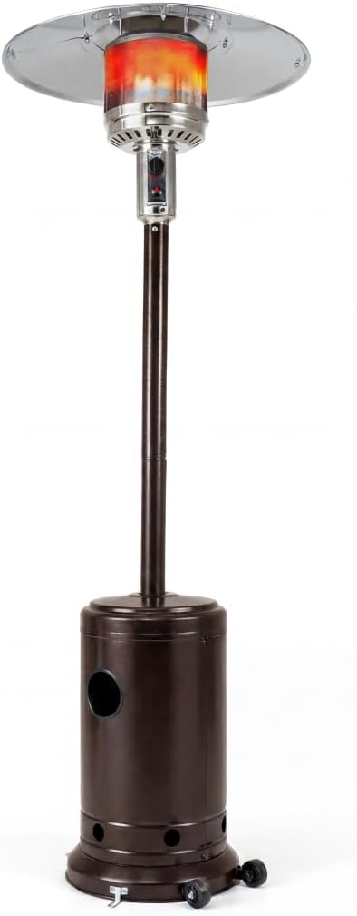 Outdoor Patio Heater, 47476 BTU Propane Heater with Stainless Steel Burner and Wheels, Triple Protection System