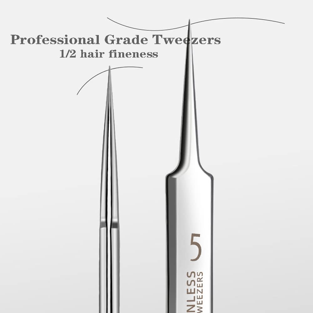 Professional Facial Blackhead Remover Tweezers,3Pcs Precision Pimple Popper Tool Kit for Whitehead Ance Blemishs