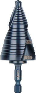 Klein Tools QRST15 Step Drill Bit, Quick Release Spiral Double-Fluted, 7/8 to 1-3/8-Inch, Hex Shank, Cut Steel, Wood, Plastic, Aluminum