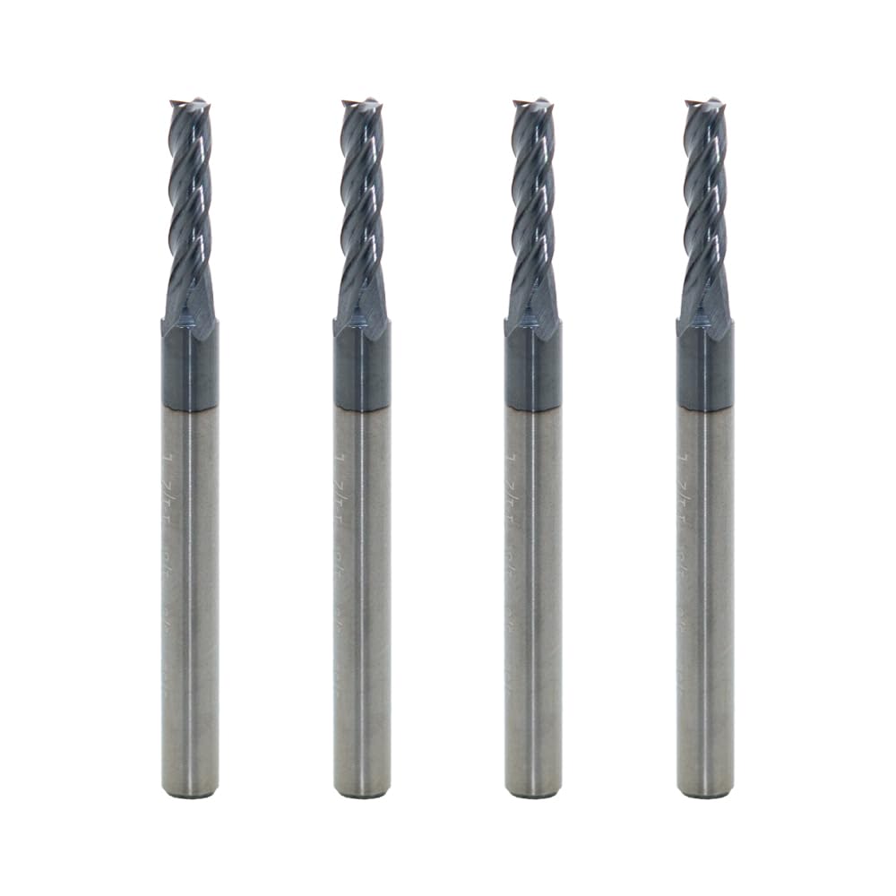 JIANXING 3/32" Carbide Square End Mill, 4 Flute, AlTiN Coating, 4 Pcs