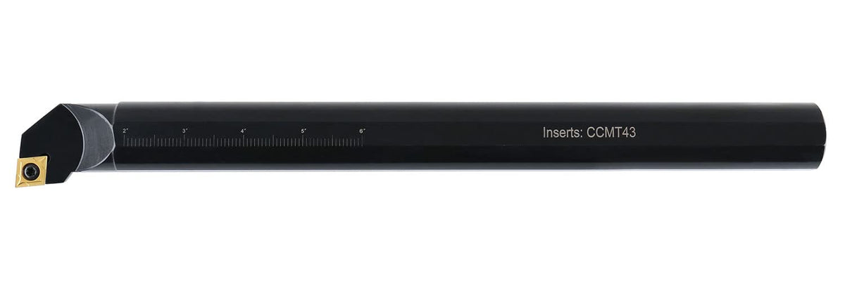 Accusize Industrial Tools 1-1/4'' by 14'' Overall Length, Rh Sclcr Indexable Boring Bar with Ccmt432 Carbide Inserts, P252-S413
