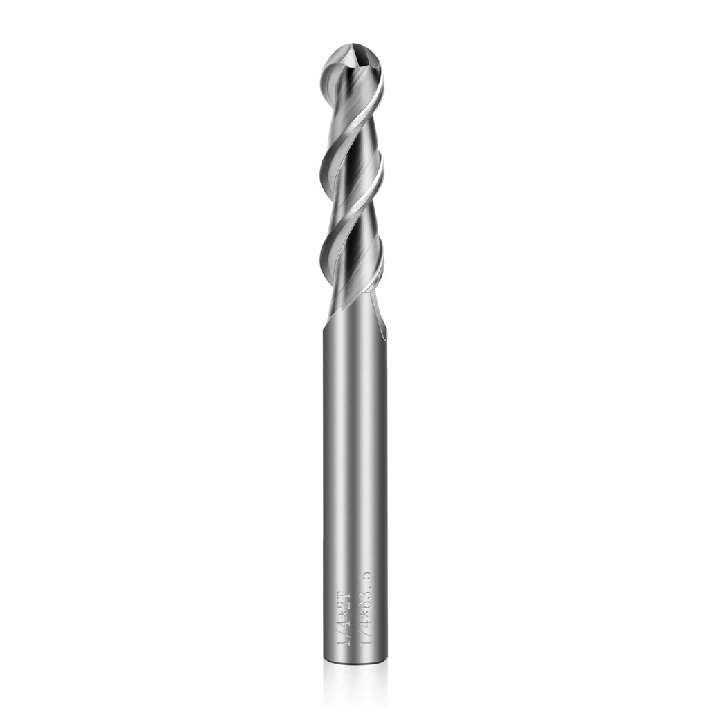 1/4" Carbide Ball Nose End Mills - 2 Flutes End Mill Bits, Tungsten Milling Bit CNC Cutting Tools for Stainless Steel, Forge Steel, Hardened Steel, Copper, Alloys & More