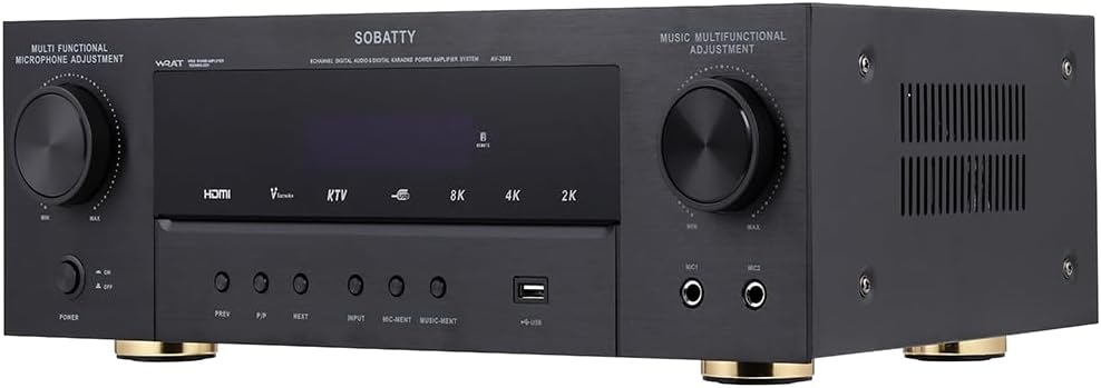 Stereo Receivers,5.1 Channels Audio Amplifier with HDMI,Optical/Coaxial,Bluetooth/USB,RCA,AC-3 Input,Subwoofer Output