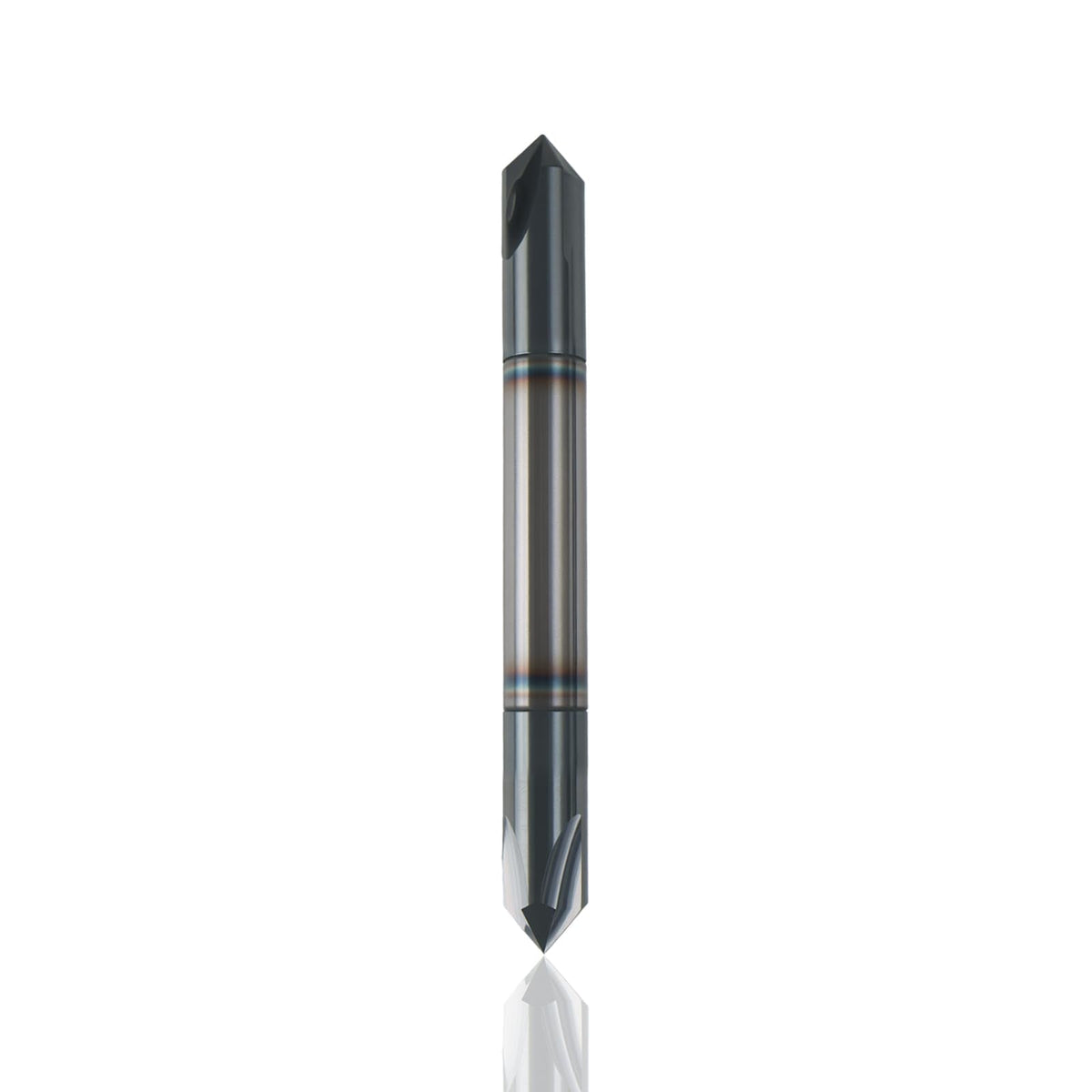 NZ 1/4" Double-Ended Carbide Chamfer End Mill, 90° 4 Flute AlTiN Coated - for Alloy Steel, Hardened Steel, Copper, Iron & Aluminum - 2-1/2" Overall Length