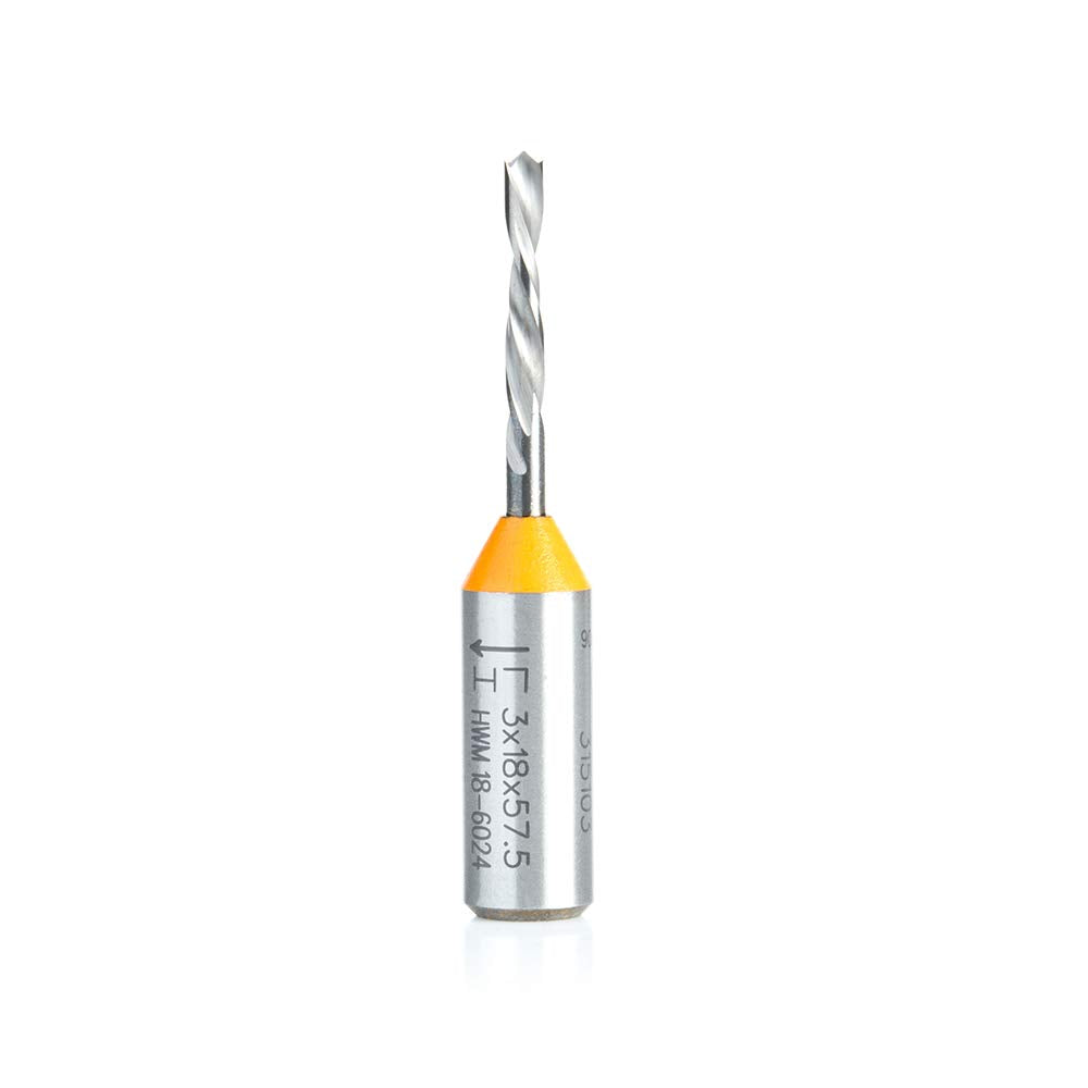 Amana Tool 315103 Solid Carbide Dowel Drill Boring Bit L/H 3mm D x 57.5mm Long x 10x25mm SHK
