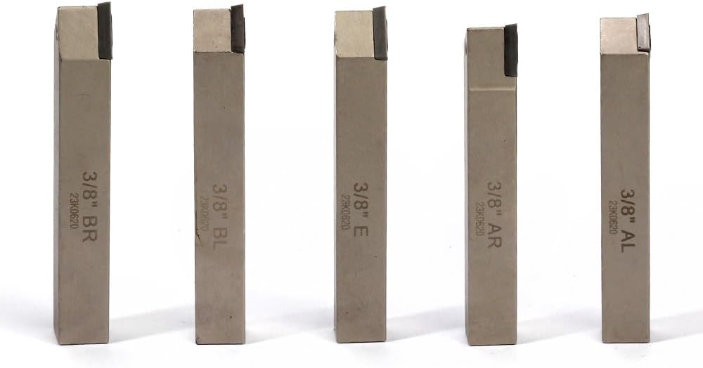 Mini Indexable Lathe Turning Tool-3/8" Shank Nickel Plated 5 Pieces Carbide Turning Tool Set, Metal Lathe Cutting Tools with Carbide Inserts TCMT110204(TCMT21.51)