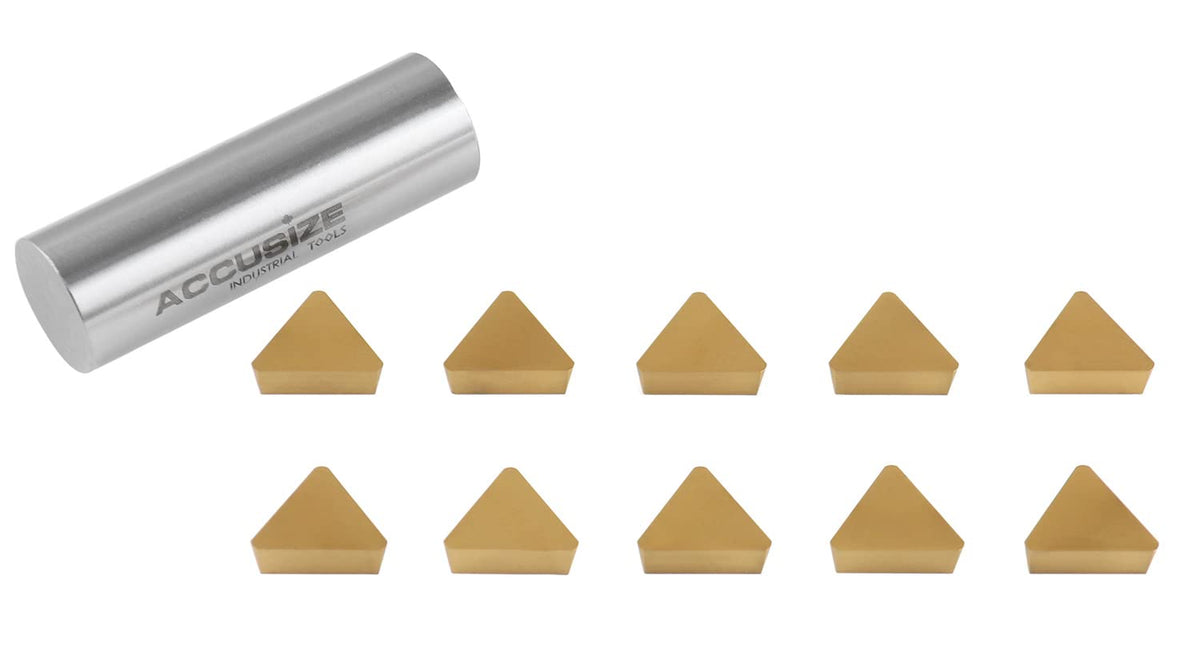 Accusize Industrial Tools Tpg221 Tin Coated Carbide Inserts, 10 Pcs/Box, 2127-1022x10