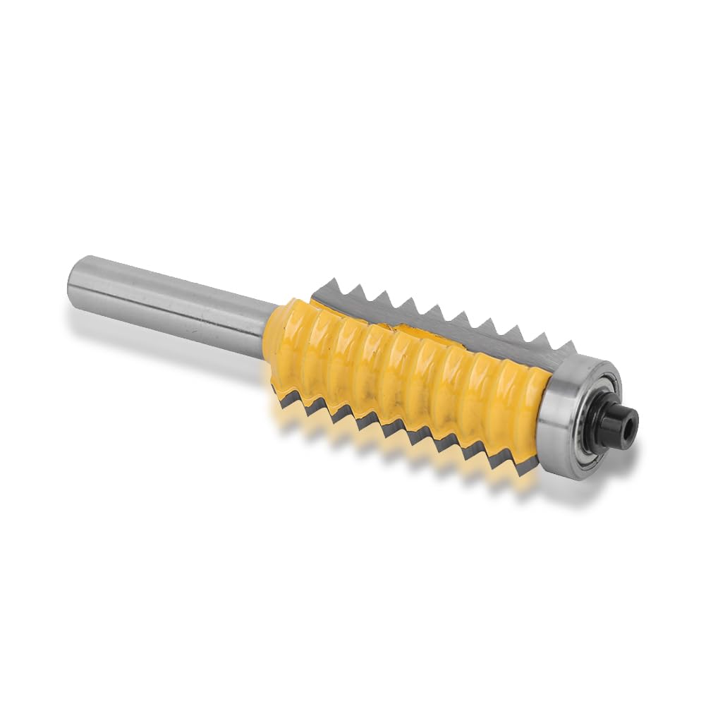 Joyzan Shank Finger Joint Router Bit, 8mm Bearing Flush Trim Woodworking Milling Cutter Tool Reversible Glue Drawer Lock Carbide Joinery Professional Wood DIY Door Table Cabinet Shelve Furniture