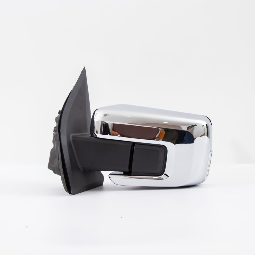 For Ford F150 2021-2024 Door Mirror Assembly with Chrome Back Cover Manual Folding with Turn Signal Light Puddle Light Power Heated and Blind Spot Glass 11 Pins LH Driver Side