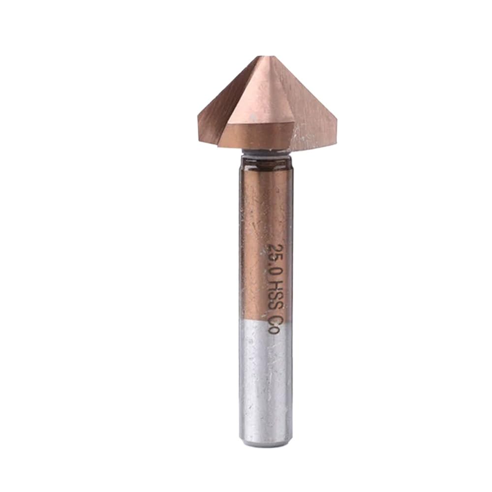 1Piece 3-Flutes 5mm 90-Degree Chamfer Cutter M35 Cobalt Countersink Drill Bit for Stainless Steel Metalworking Deburring & Reaming